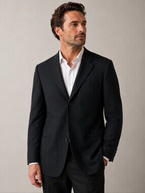 BOSS Hugo Boss Virgin Wool Blazer Size 42R Dark Navy Luxury Tailored Sport Coat